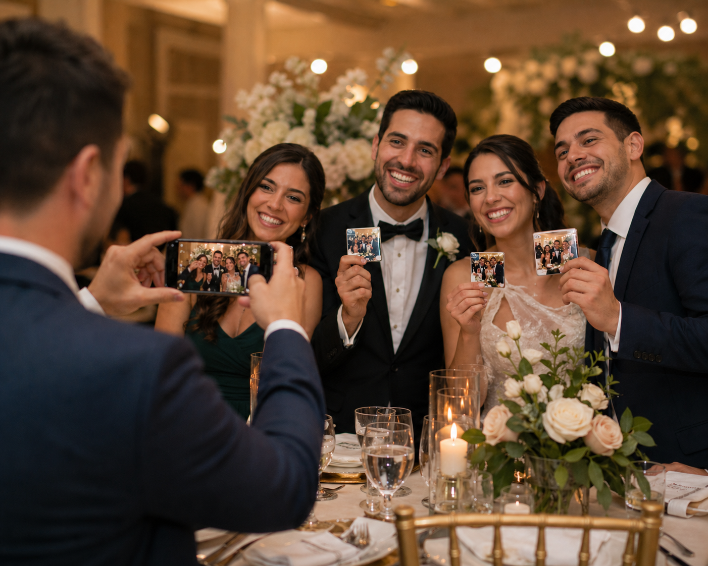 custom photo magnets as wedding favors at reception