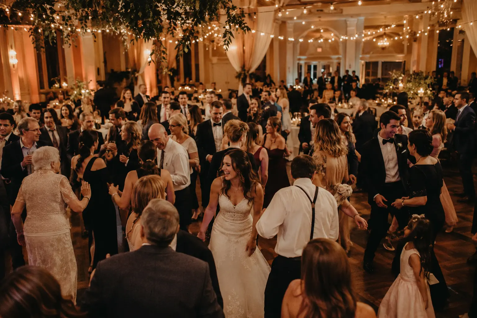 Guests of all ages enjoying a wedding reception in Orlando, Florida